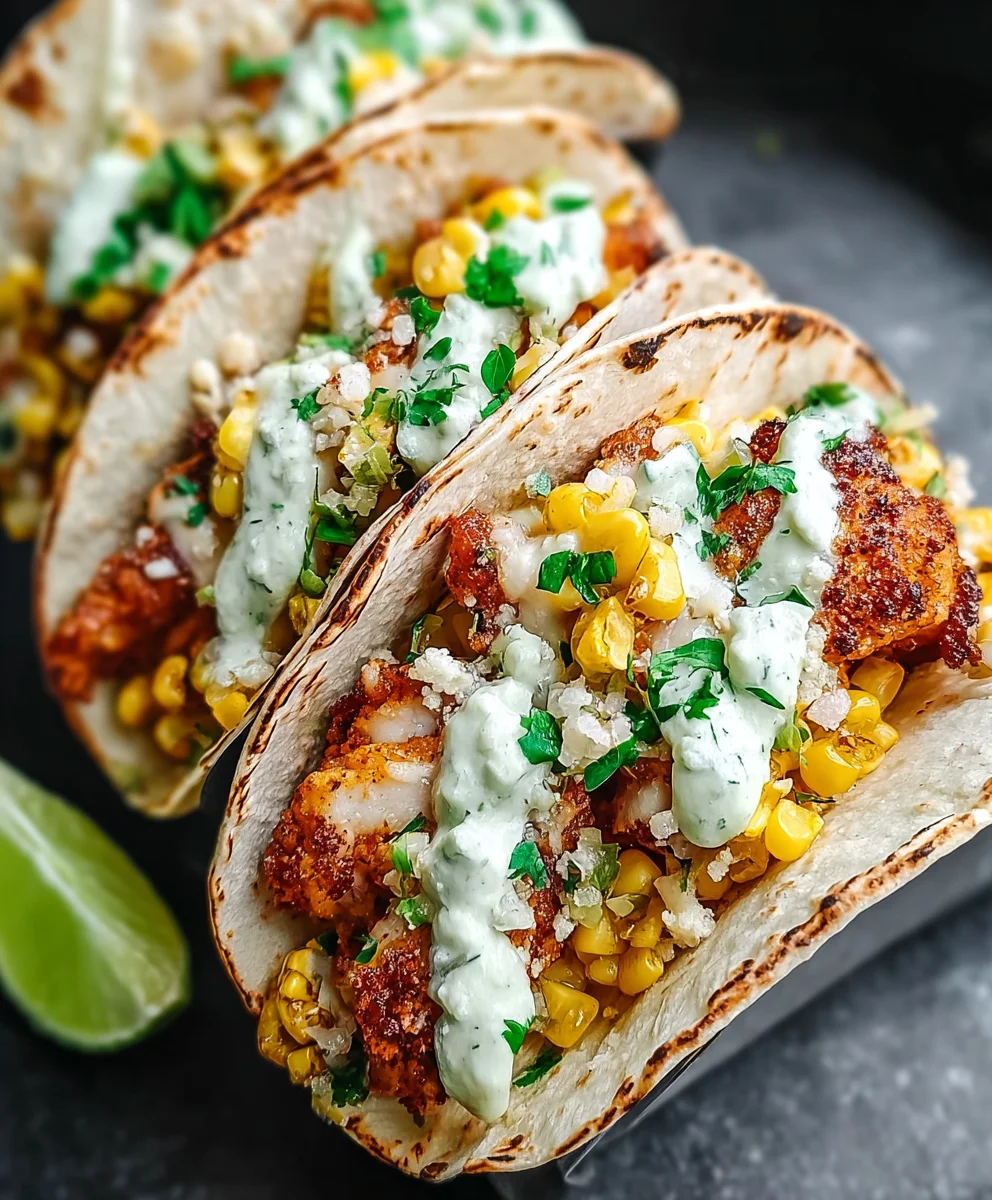 Fried Chicken Street Corn Tacos - Flavor Bomb!