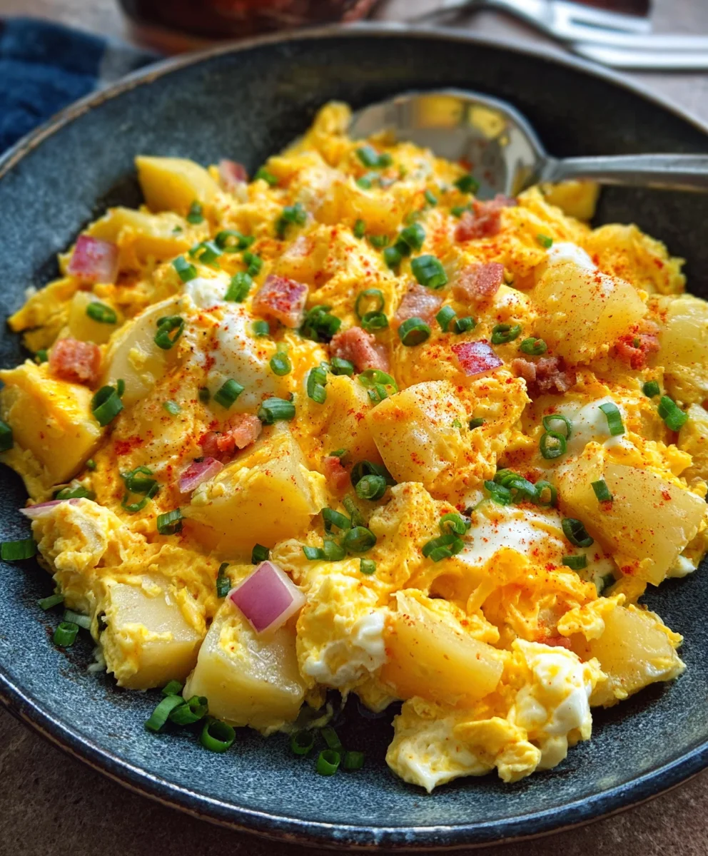 Cheesy Potato Egg Scramble - Quick Delicious Breakfast
