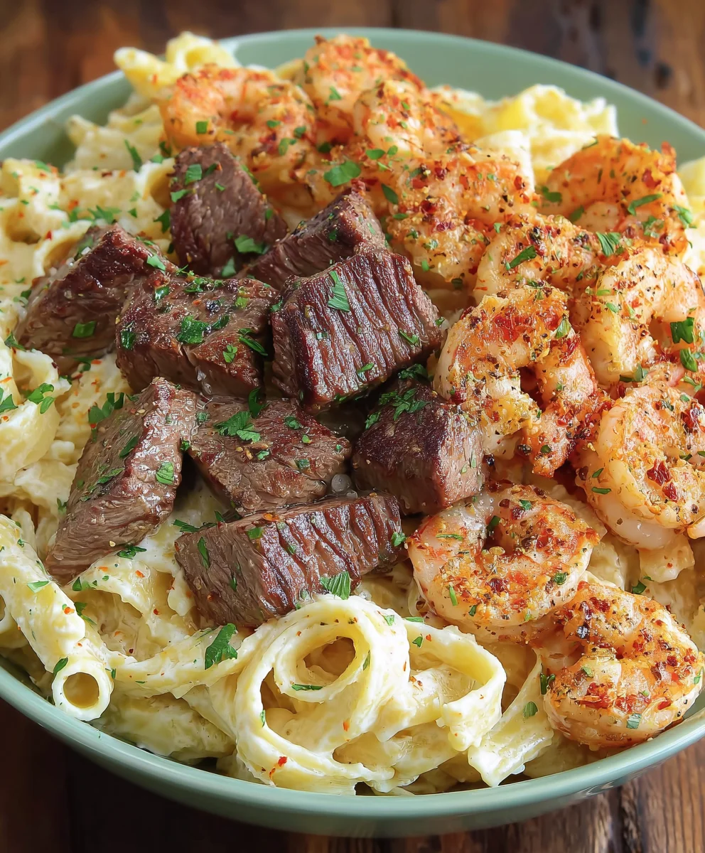 Steak and Shrimp Alfredo Recipe - Creamy Comfort Food