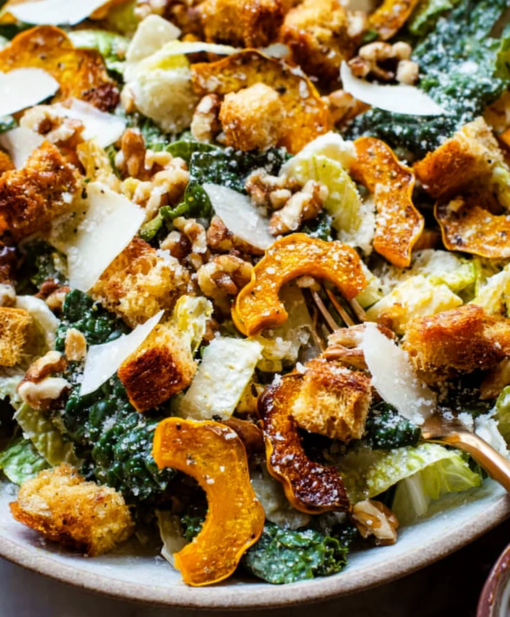 Autumn Caesar Salad-Delicata Squash Croutons