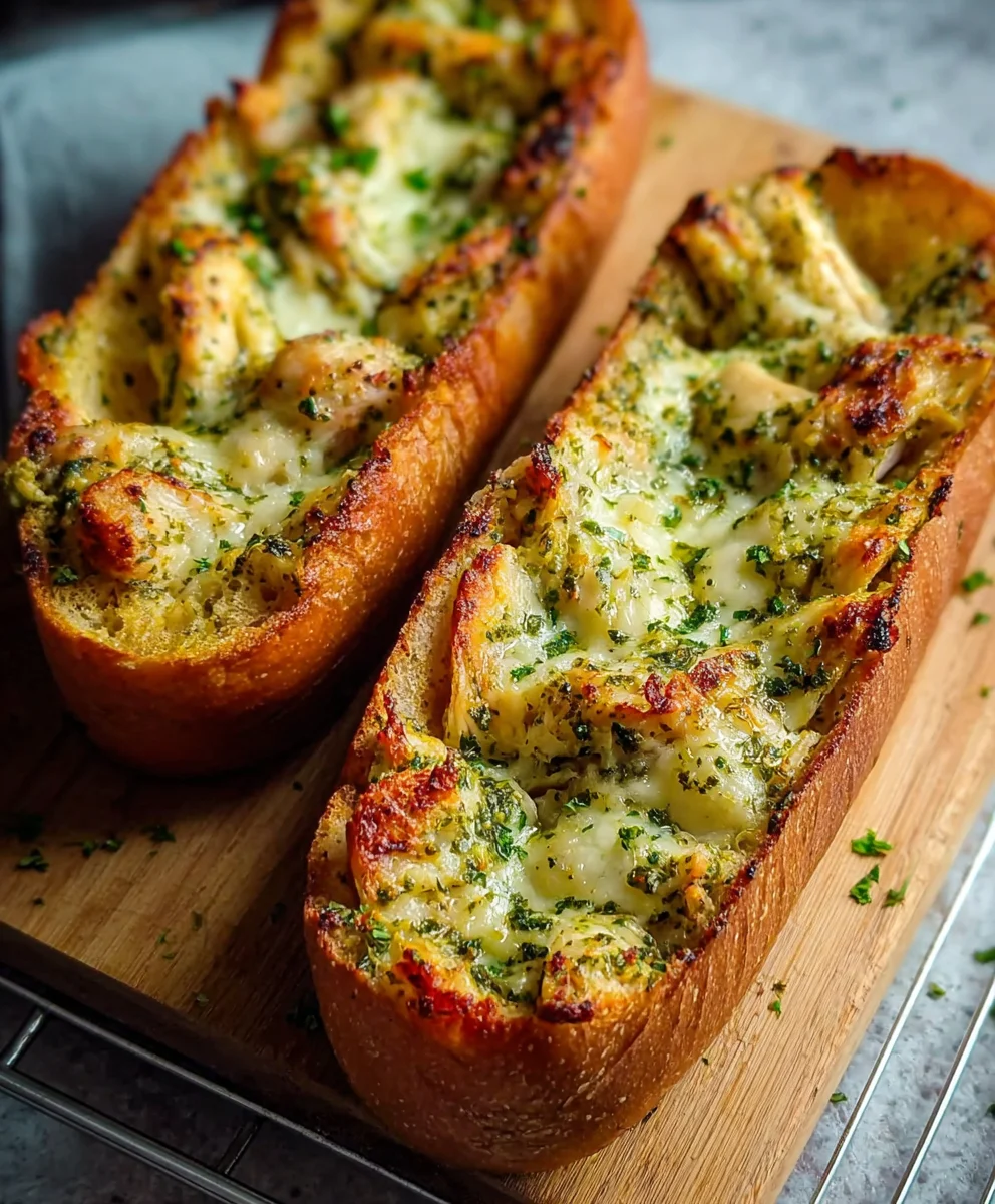Pesto Chicken Garlic Bread-Easy Flavorful Recipe