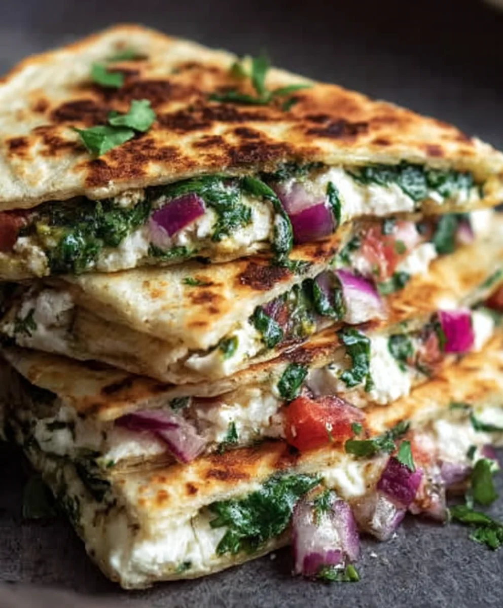Mediterranean Spinach Feta Quesadillas Easy Recipe