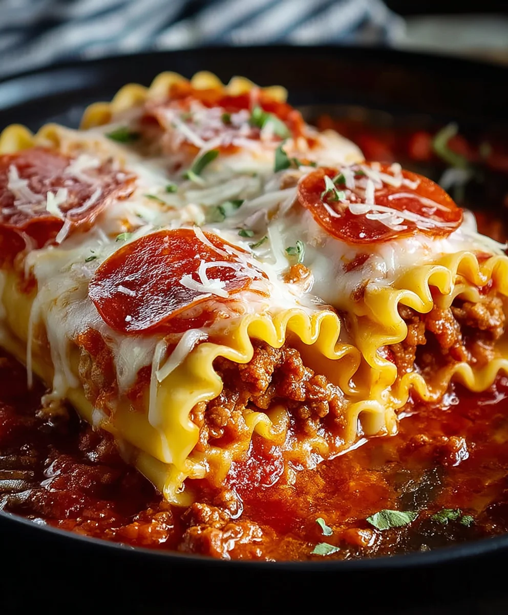 Beef Beef Pepperoni Pizza Lasagna Roll Ups Recipe