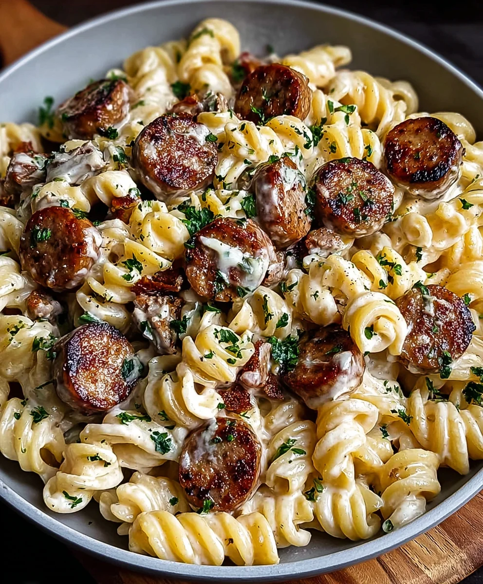 Garlic Butter Beef Sausage Pasta - Easy Dinner