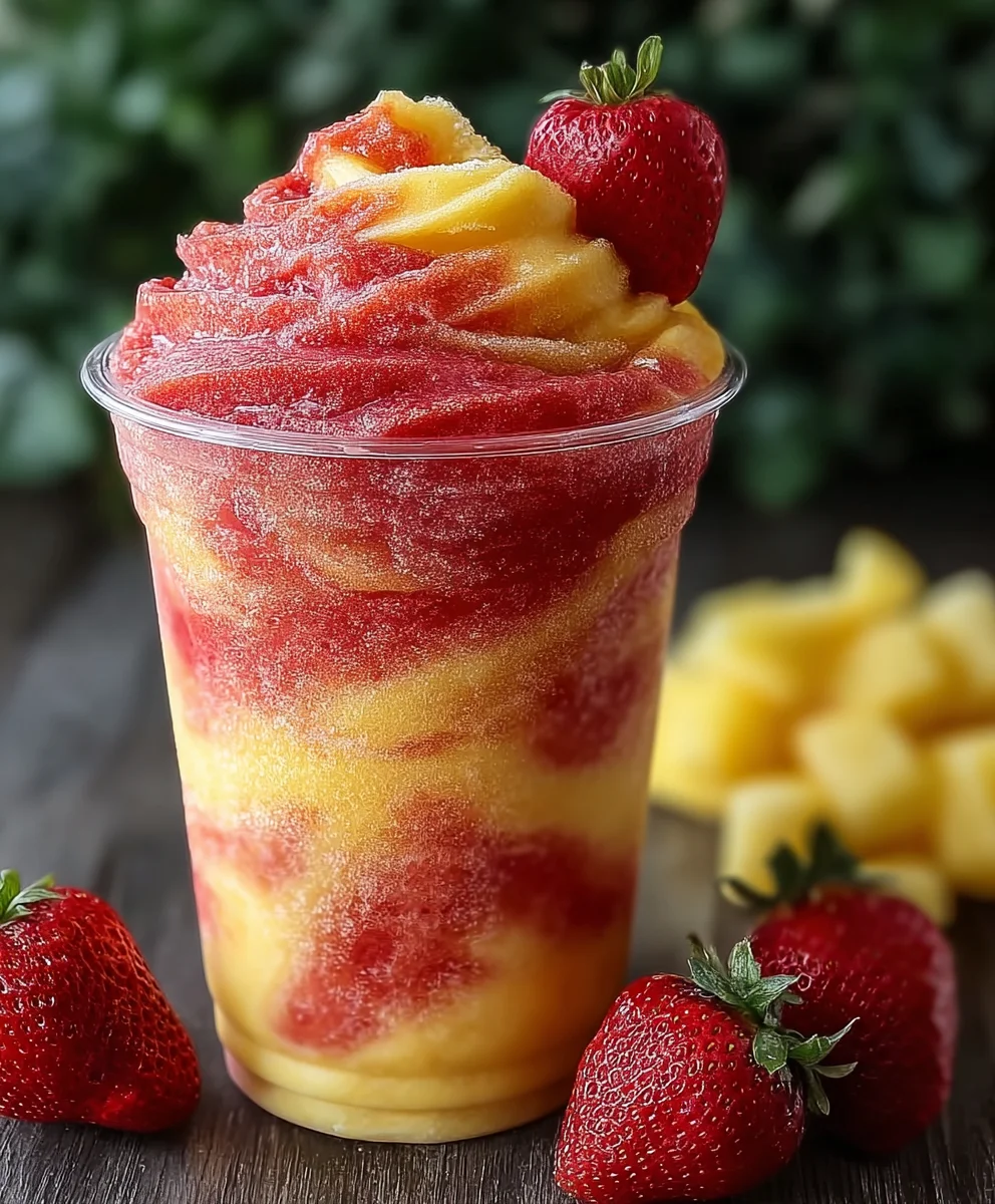 Pineapple Strawberry Swirl Slushie- Refreshing Summer Treat