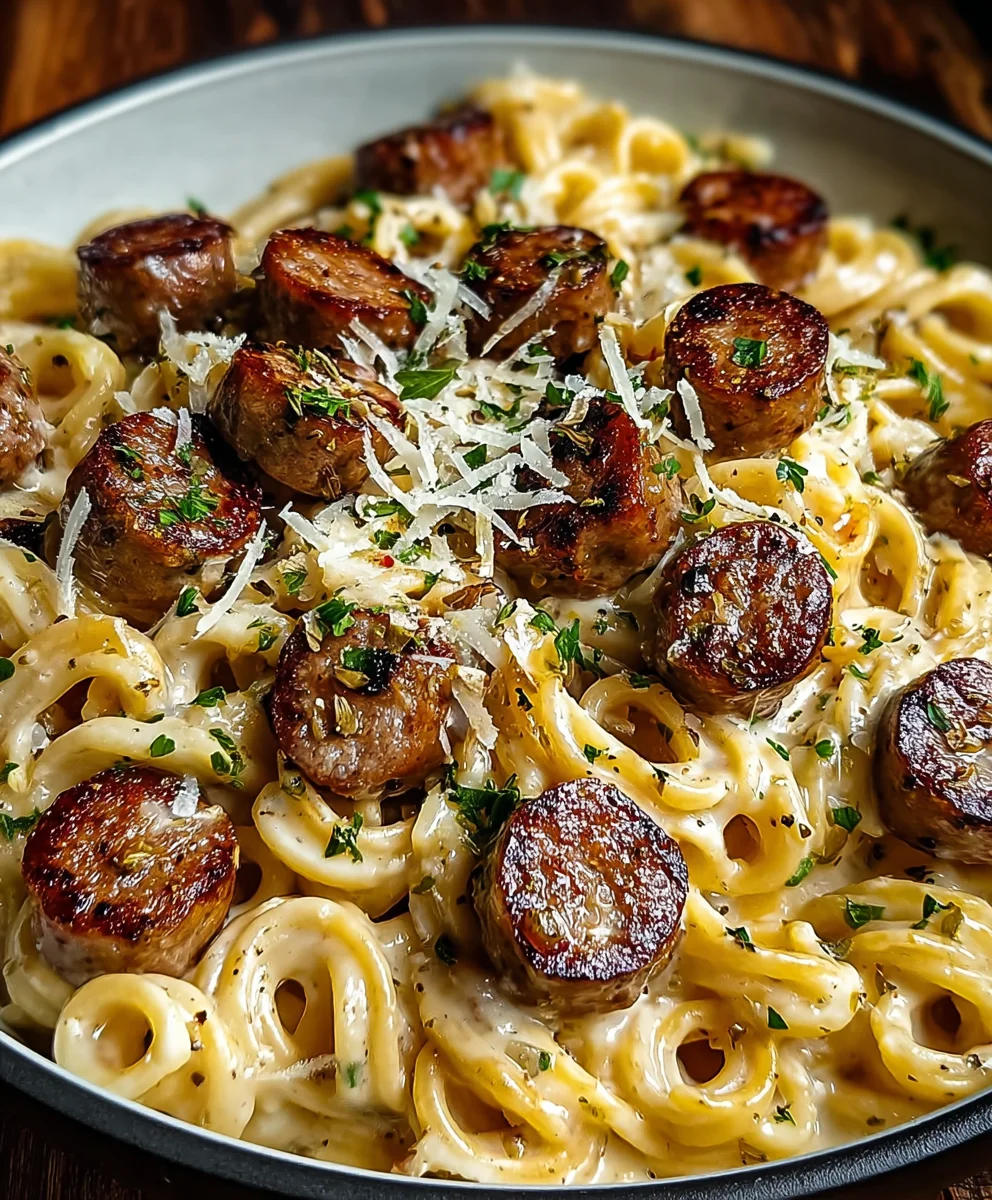 Garlic Butter Beef Sausage Pasta - Easy Dinner