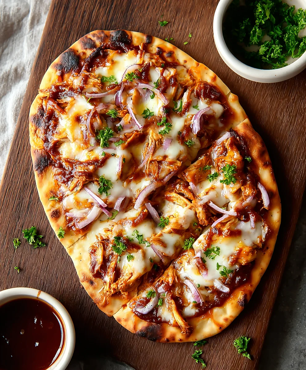 Easy BBQ Chicken Naan Pizza-Quick & Delicious Recipe