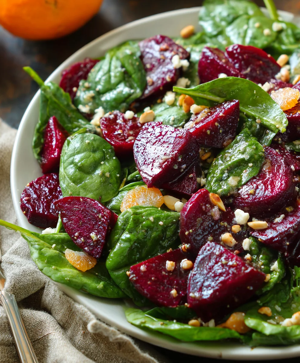 Beet Salad Spinach Honey-Mustard Lemon Dressing