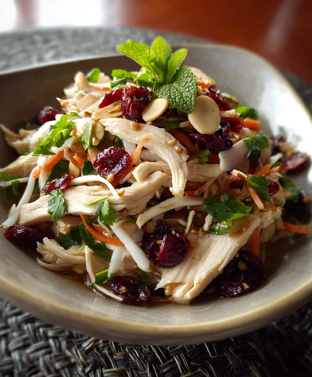 Quick Asian Chicken Cranberry Salad-15 Min Lunch
