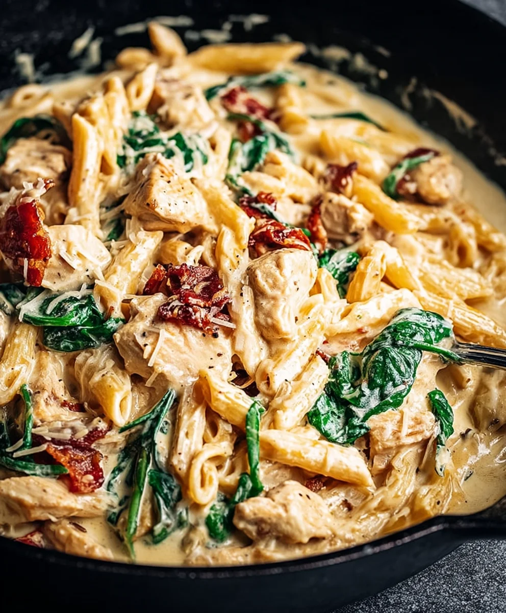 Creamy Tuscan Chicken Pasta-Easy Recipe