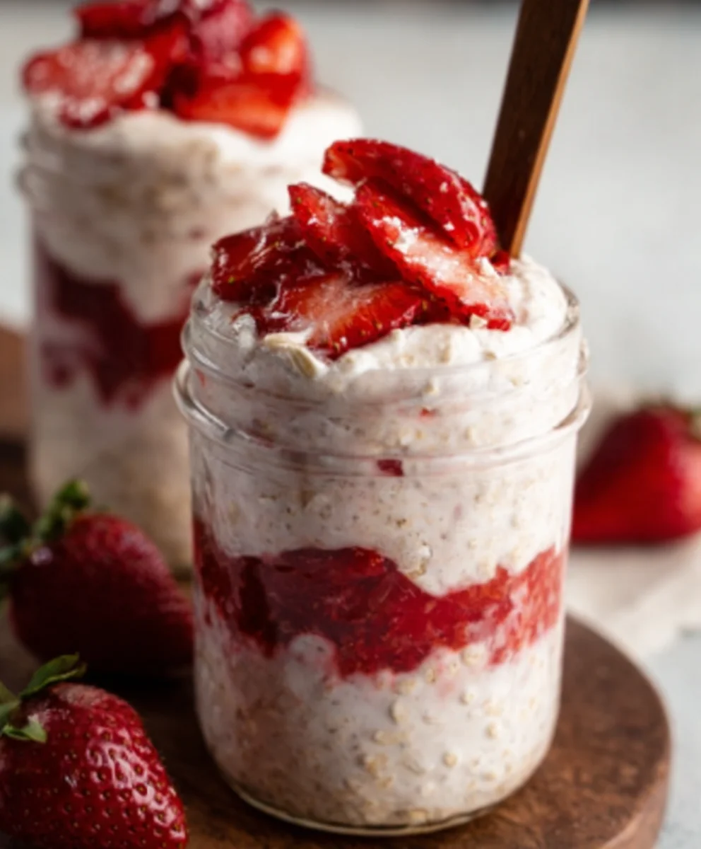 Strawberry Cheesecake Overnight Oats-Easy & Delicious Recipe