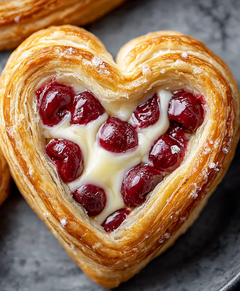 Heart-Shaped Cherry Cheese Danish Recipe - Easy & Delicious