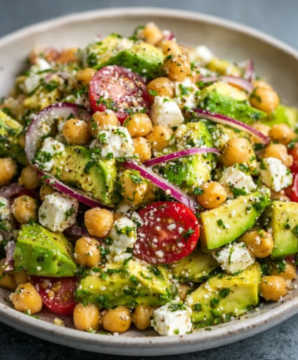 Chickpea Feta Avocado Salad - Quick & Fresh Recipe