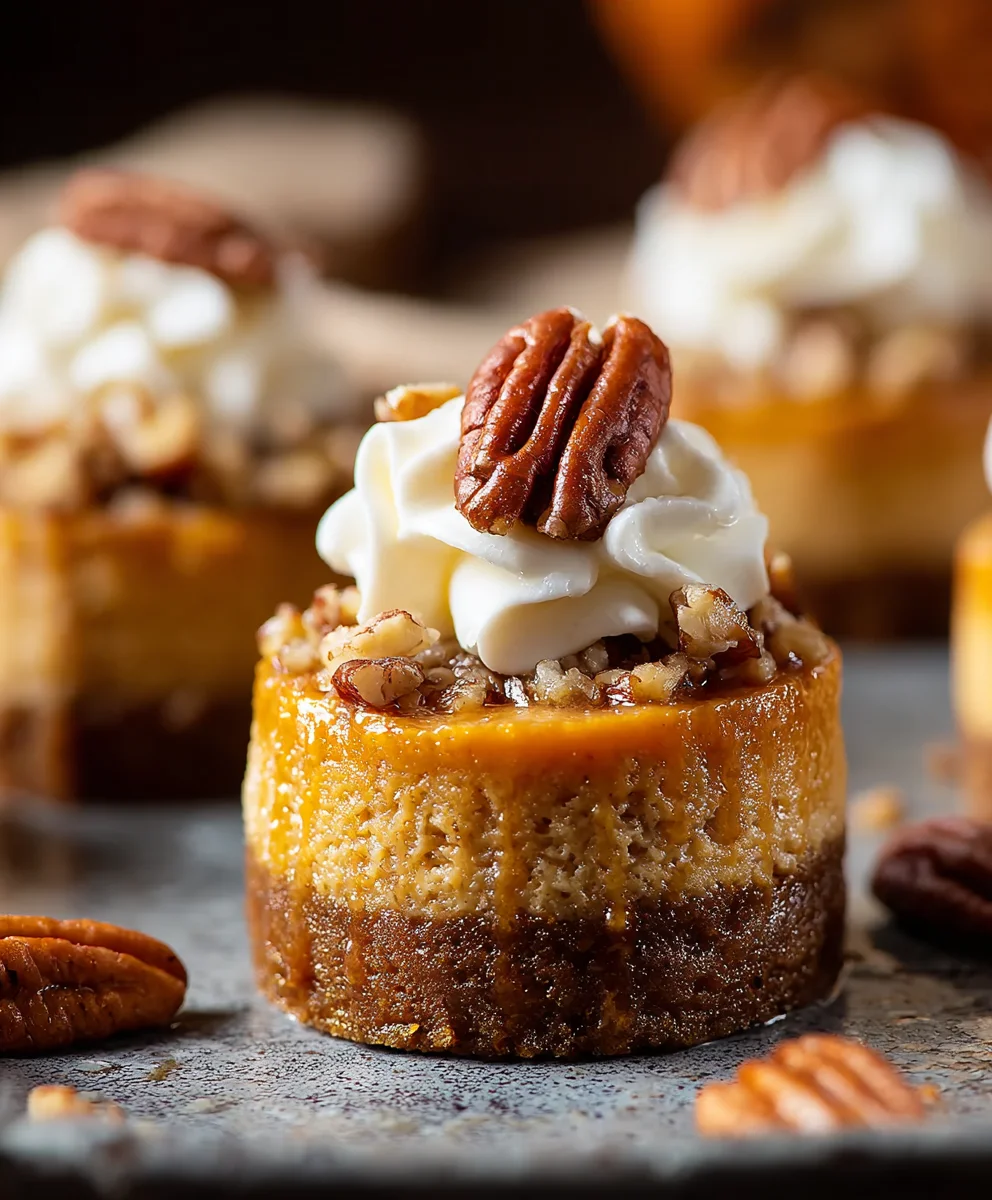 Pumpkin Pecan Mini Cheesecakes-Easy & Delicious