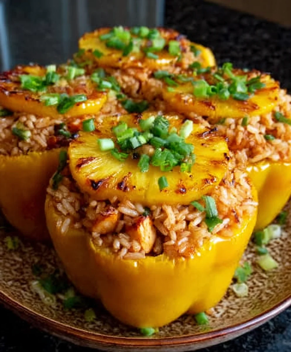 Teriyaki Pineapple Chicken Stuffed Peppers - Sweet Savory