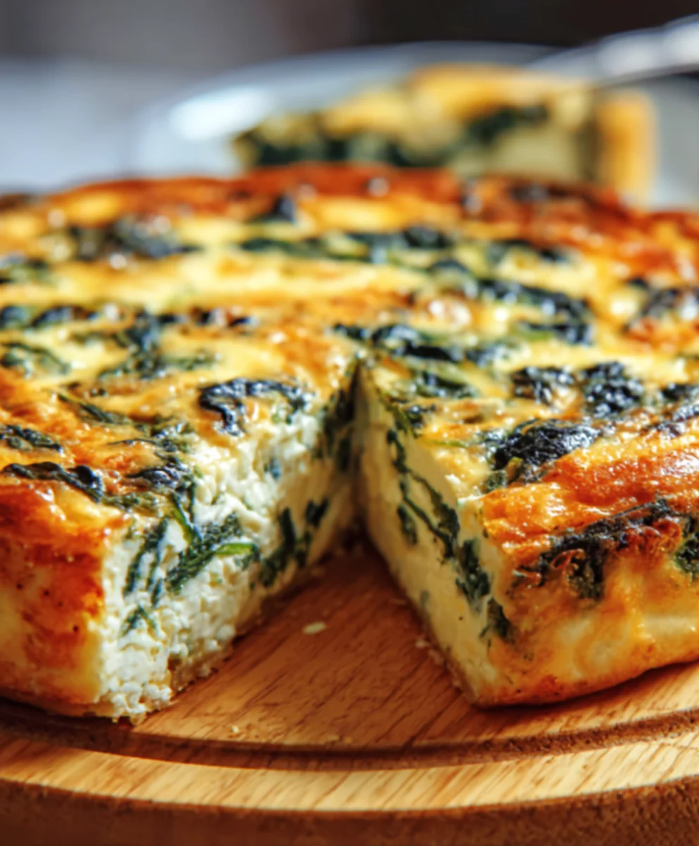 Spinach Cottage Cheese Crustless Quiche - Easy & Healthy
