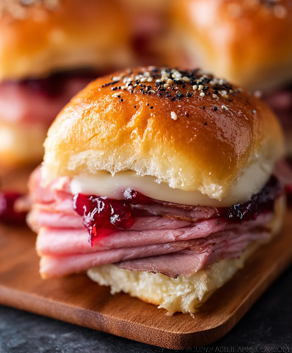 Beef Beef Ham Cranberry Sliders-Festive Appetizer