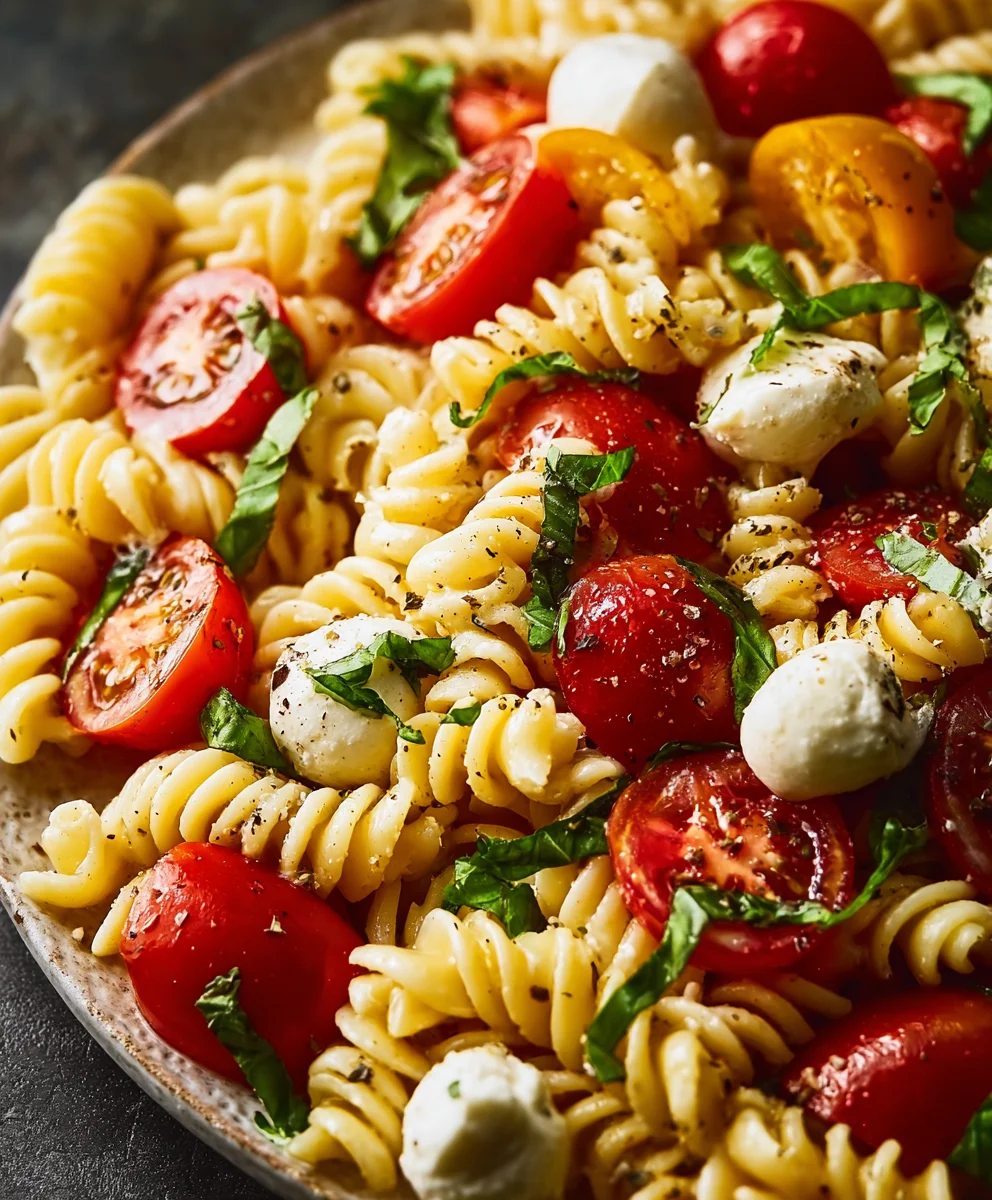 Creamy Caprese Pasta Salad - Easy & Delicious