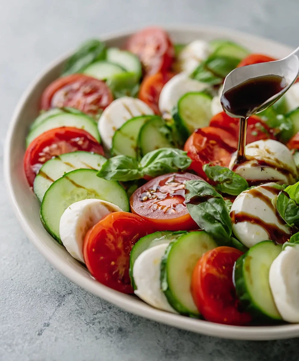 Fresh Cucumber Caprese Salad- Easy & Delicious