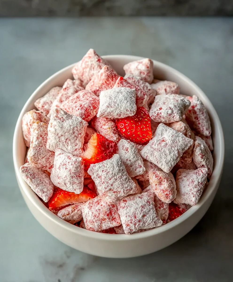 Easy Strawberry Shortcake Puppy Chow Recipe