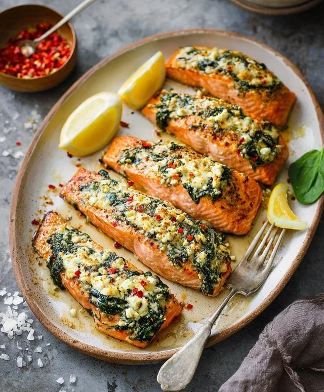 Stuffed Salmon With Spinach & Feta (30 minutes!)