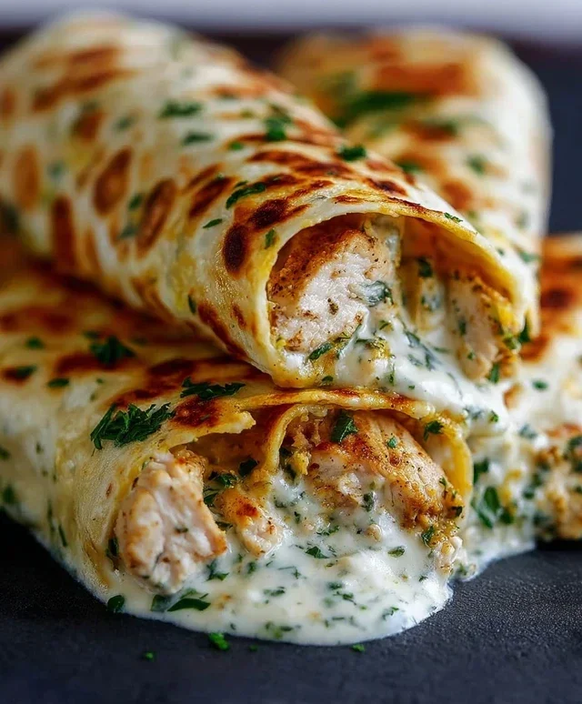 Low Carb Cheesy Garlic Chicken Wraps