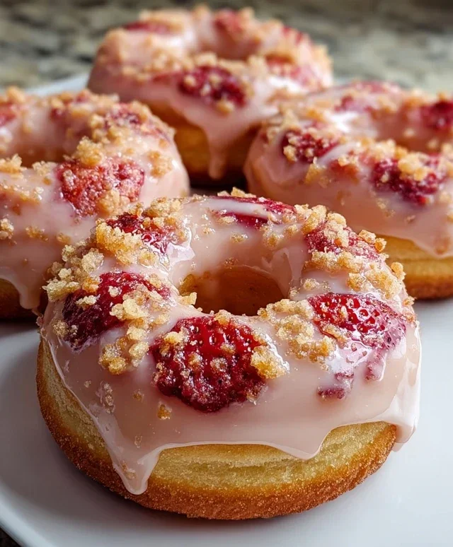 Freshly Glazed Strawberry Crunch Donuts