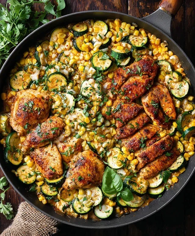 Garlic Butter Chicken with Zucchini and Corn - One-Pan, 30-Minute Meal