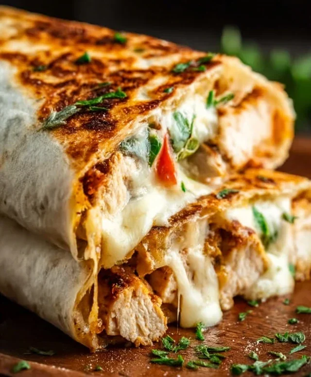 Cheesy Garlic Chicken Wraps