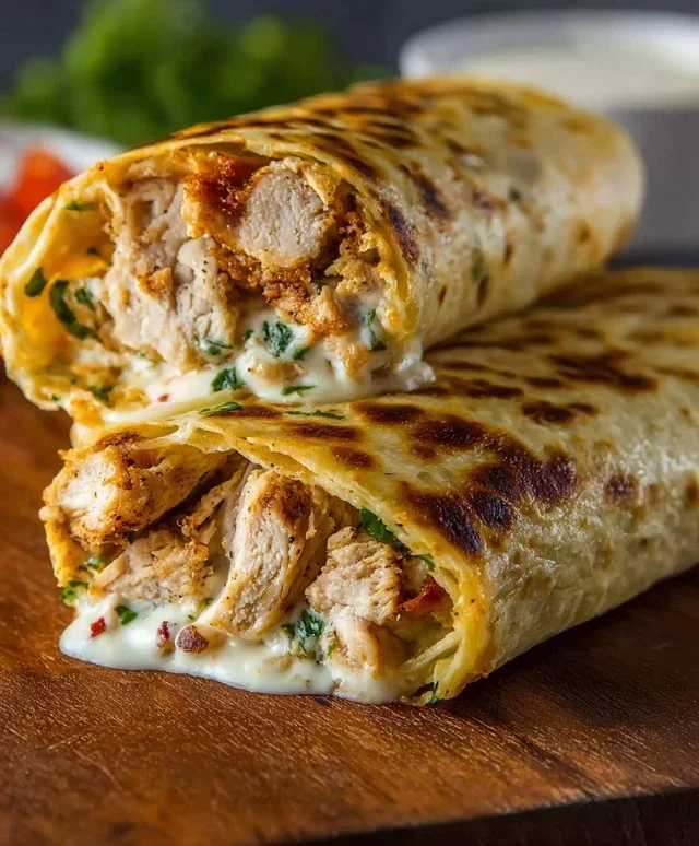 Cheesy Garlic Chicken Wraps