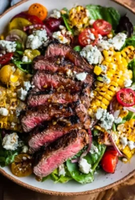 Balsamic Steak Gorgonzola Salad with Grilled Corn