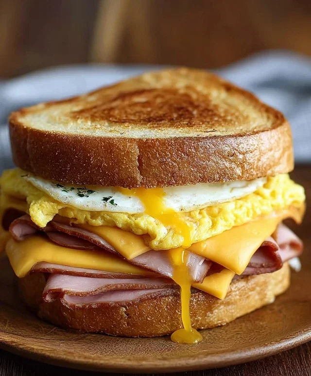 Egg and Beef Beef Ham Breakfast Sandwich