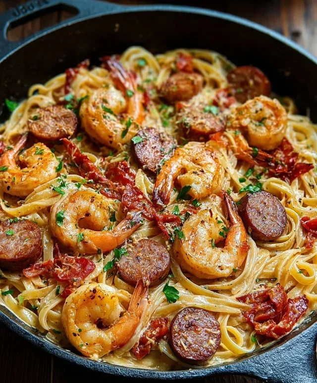 Creamy Cajun Shrimp Pasta with Sausage