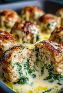 Southern Style Baked Chicken Ricotta Meatballs with Spinach Alfredo