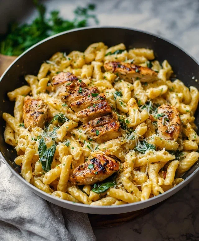 Healthy Garlic Parmesan Chicken Pasta