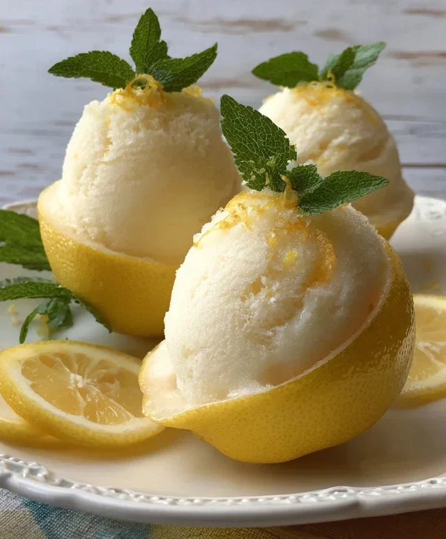 Sorbetto di Limone Dressed Up in a Frozen Lemon Shell