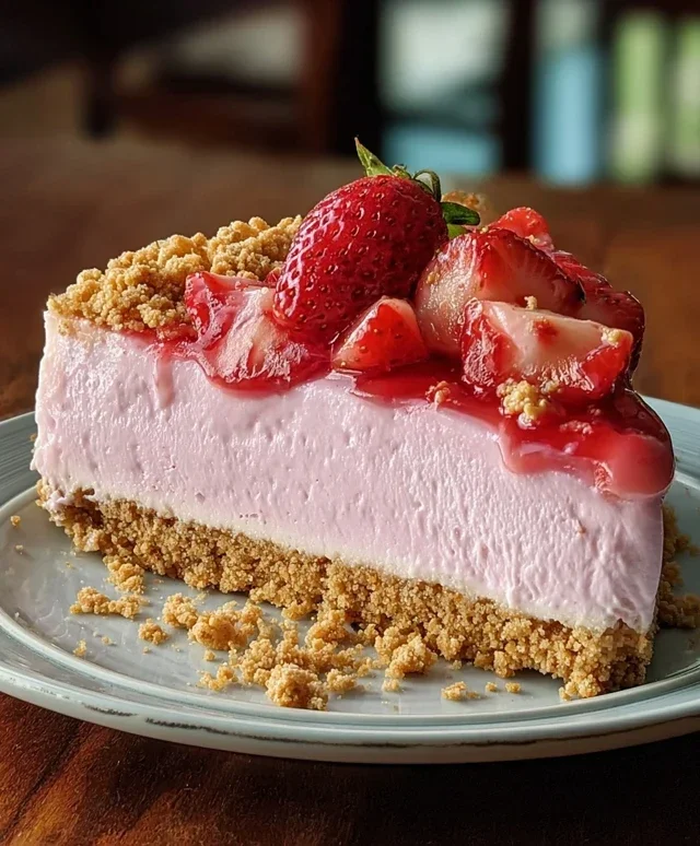 Pink Strawberry Crunch Cheesecake