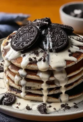 Oreo Pancakes with Cream Cheese Drizzle