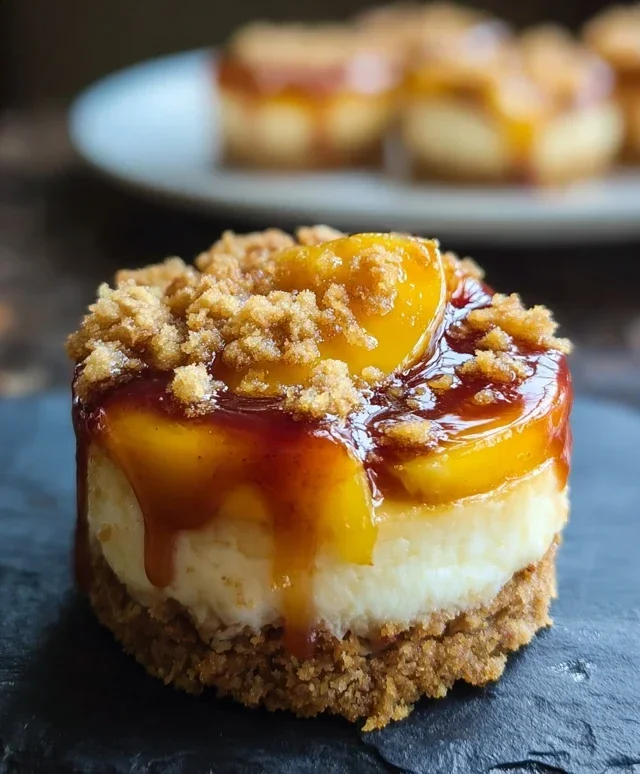 Stuffed Peach Cobbler Mini Cheesecake