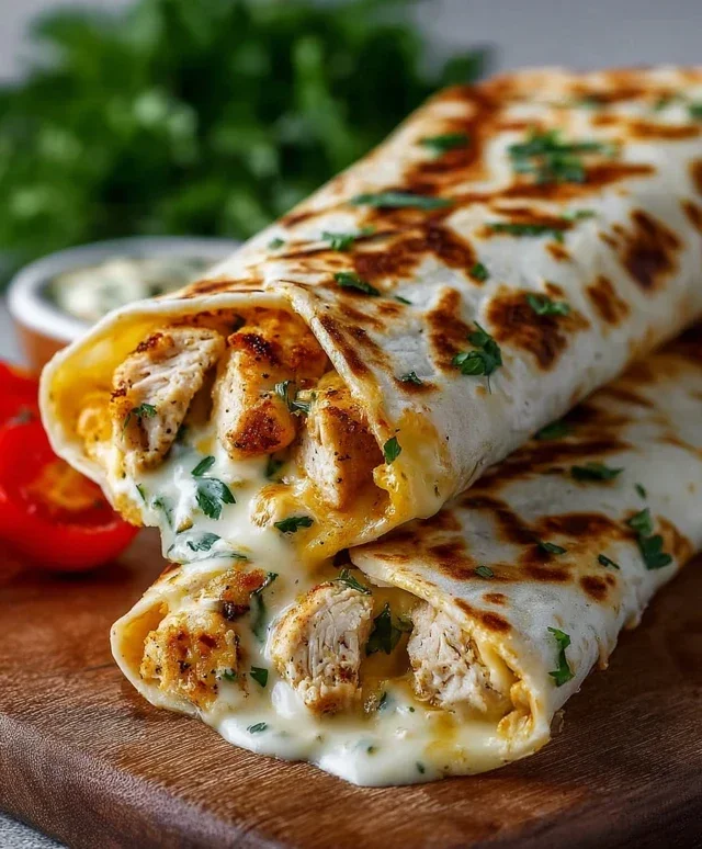 Low Carb Cheesy Garlic Chicken Wraps