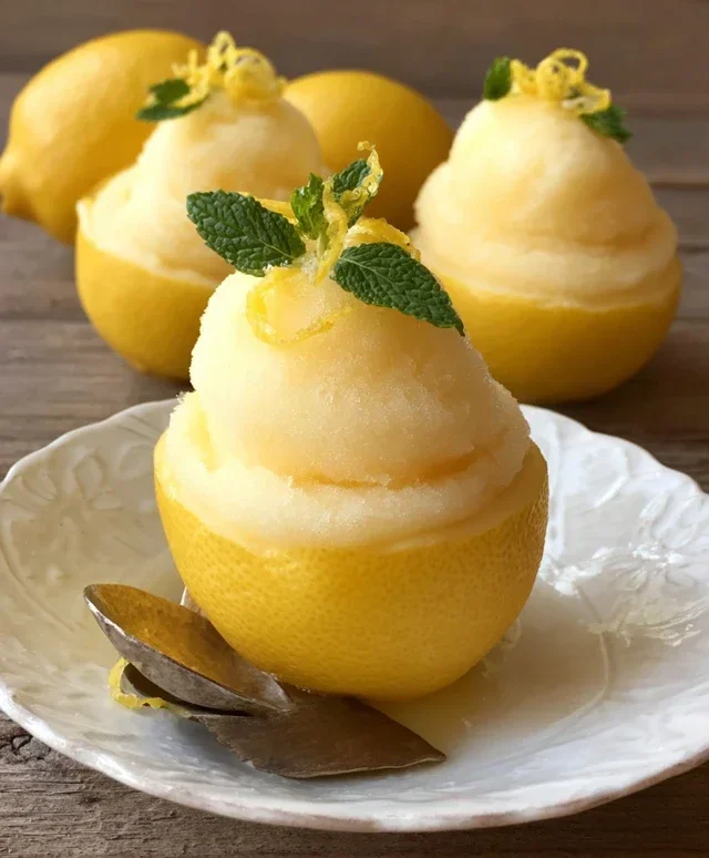 Sorbetto di Limone Dressed Up in a Frozen Lemon Shell