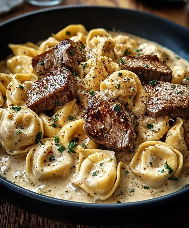 Cracked Garlic Steak Tortellini in Creamhouse Sauce Bliss