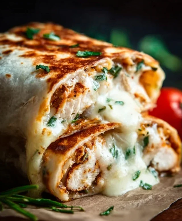 Cheesy Garlic Chicken Wraps