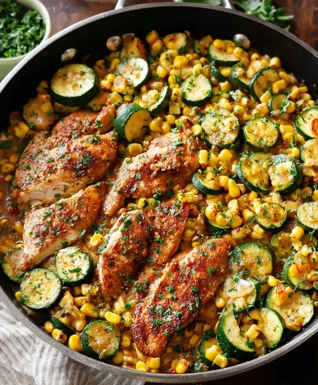 Garlic Butter Chicken with Zucchini and Corn - One-Pan, 30-Minute Meal
