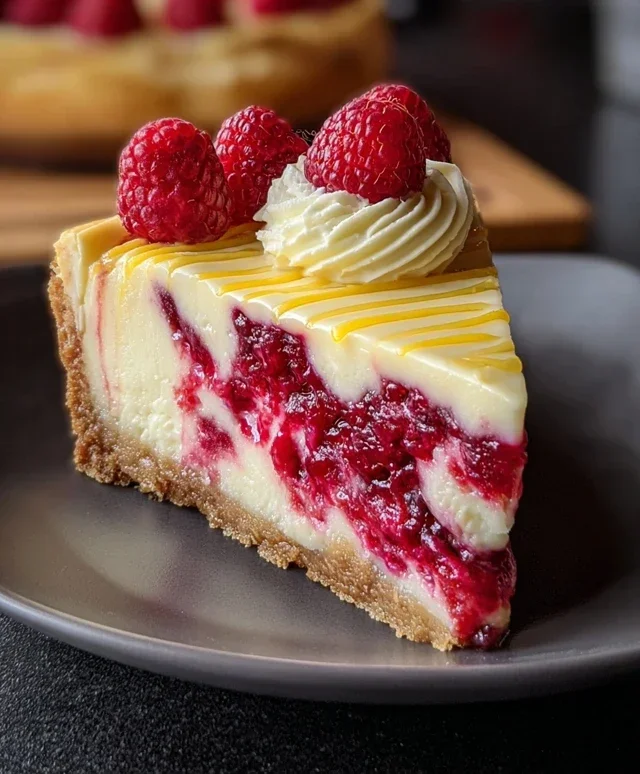 Raspberry Lemon White Chocolate Cheesecake