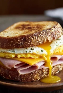 Egg and Beef Beef Ham Breakfast Sandwich