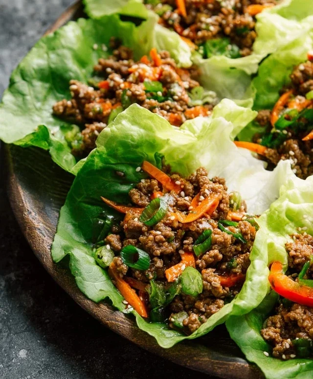 Asian Style Ground Beef Lettuce Wraps