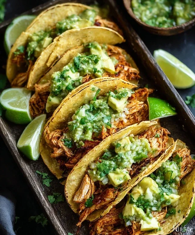 Crispy Poblano Chicken Tacos with Avocado-Jalapeño Salsa