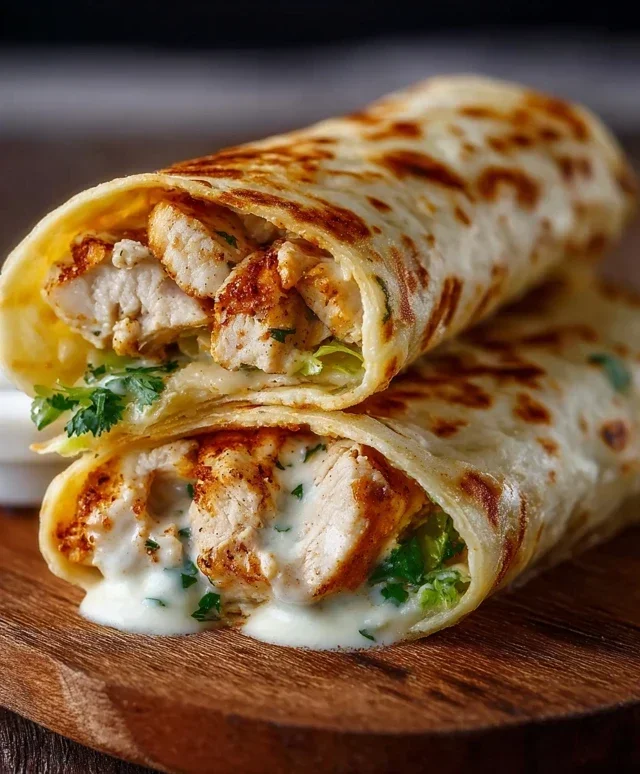 Cheesy Garlic Chicken Wraps