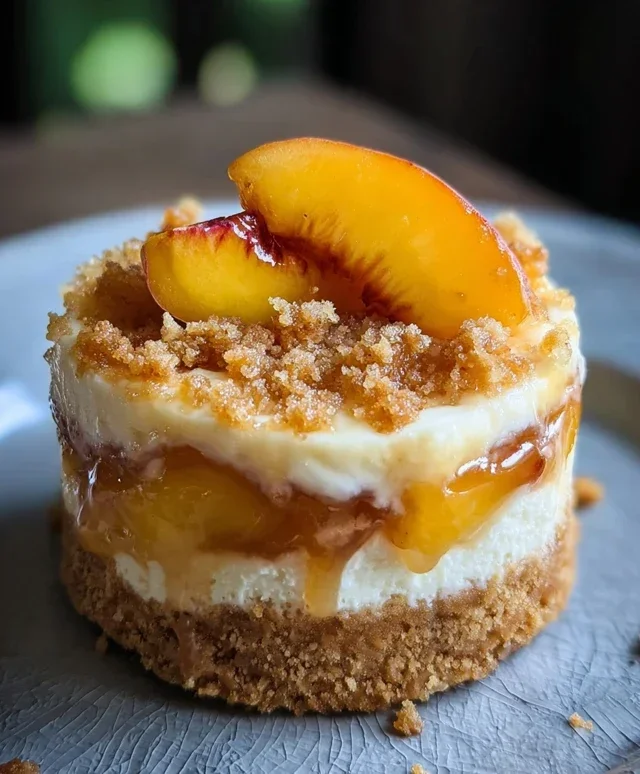 Stuffed Peach Cobbler Mini Cheesecake